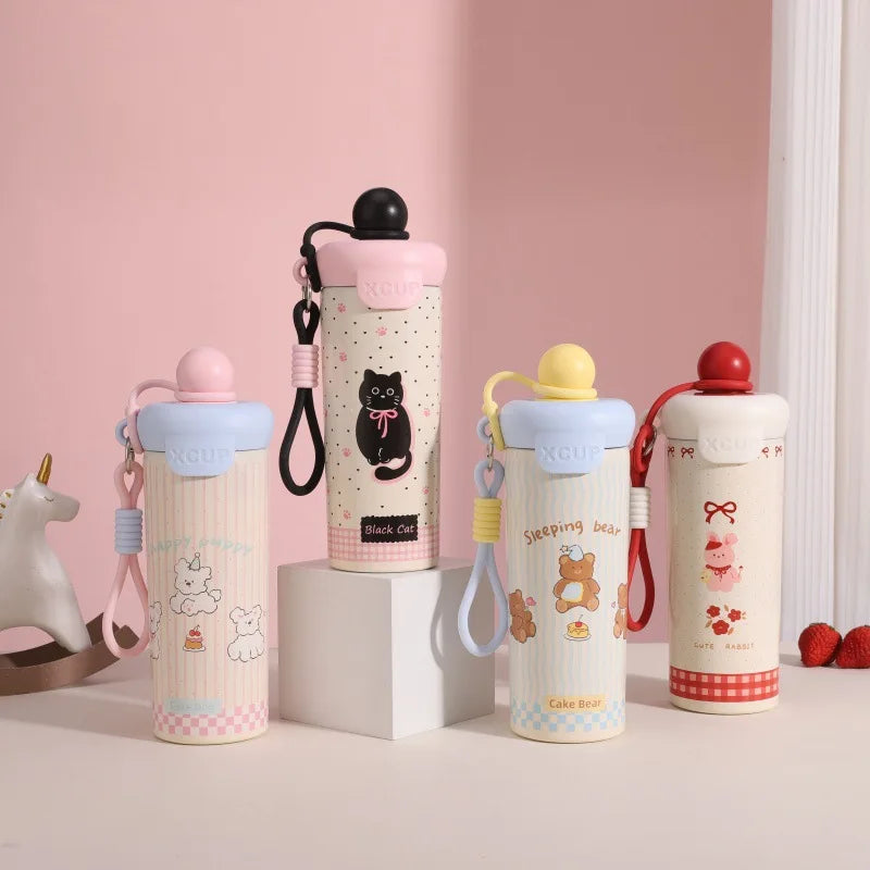 Cute Insulated Water Bottle Portable Design Ideal Gift for Friends Stylish And Convenient Carry-On Beverage Container