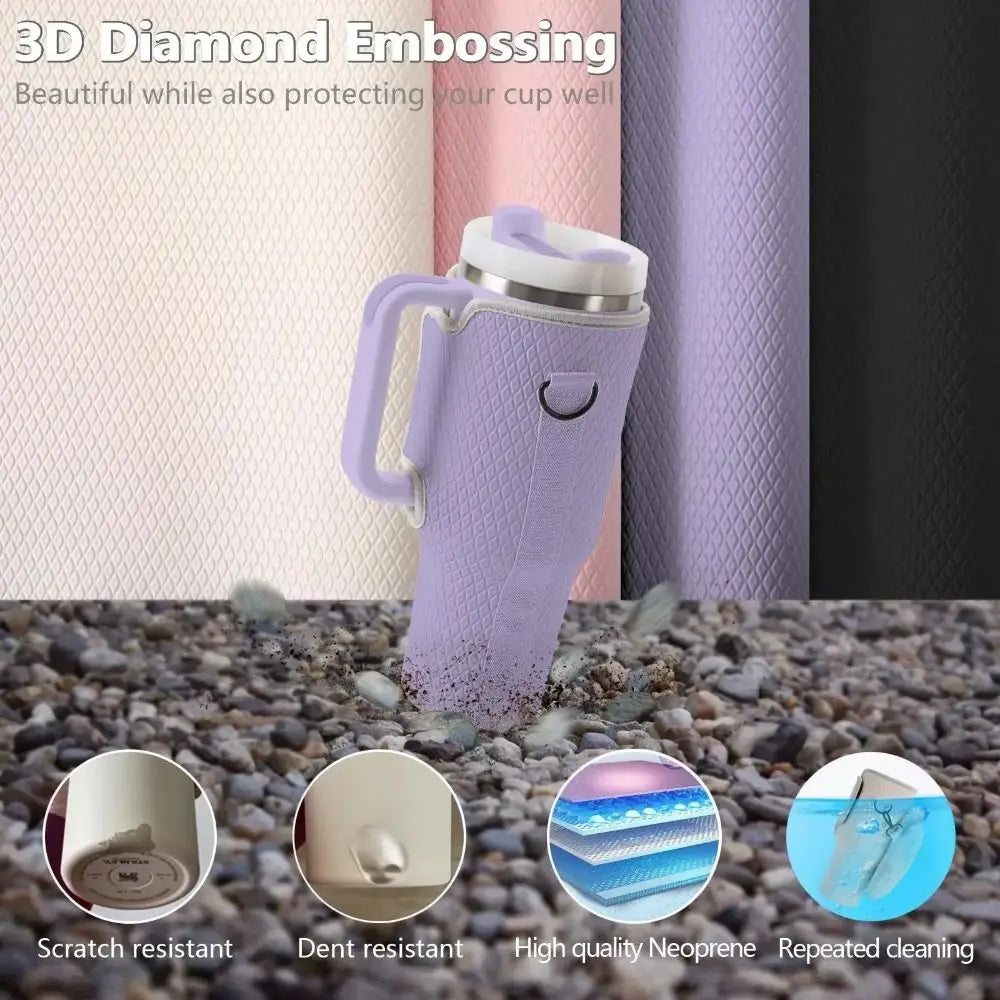 With Phone Pocket Water Bottle Holder Pouch Adjustable Strap with Keychain & Mountaineering Button Water Cup Bags Handfree