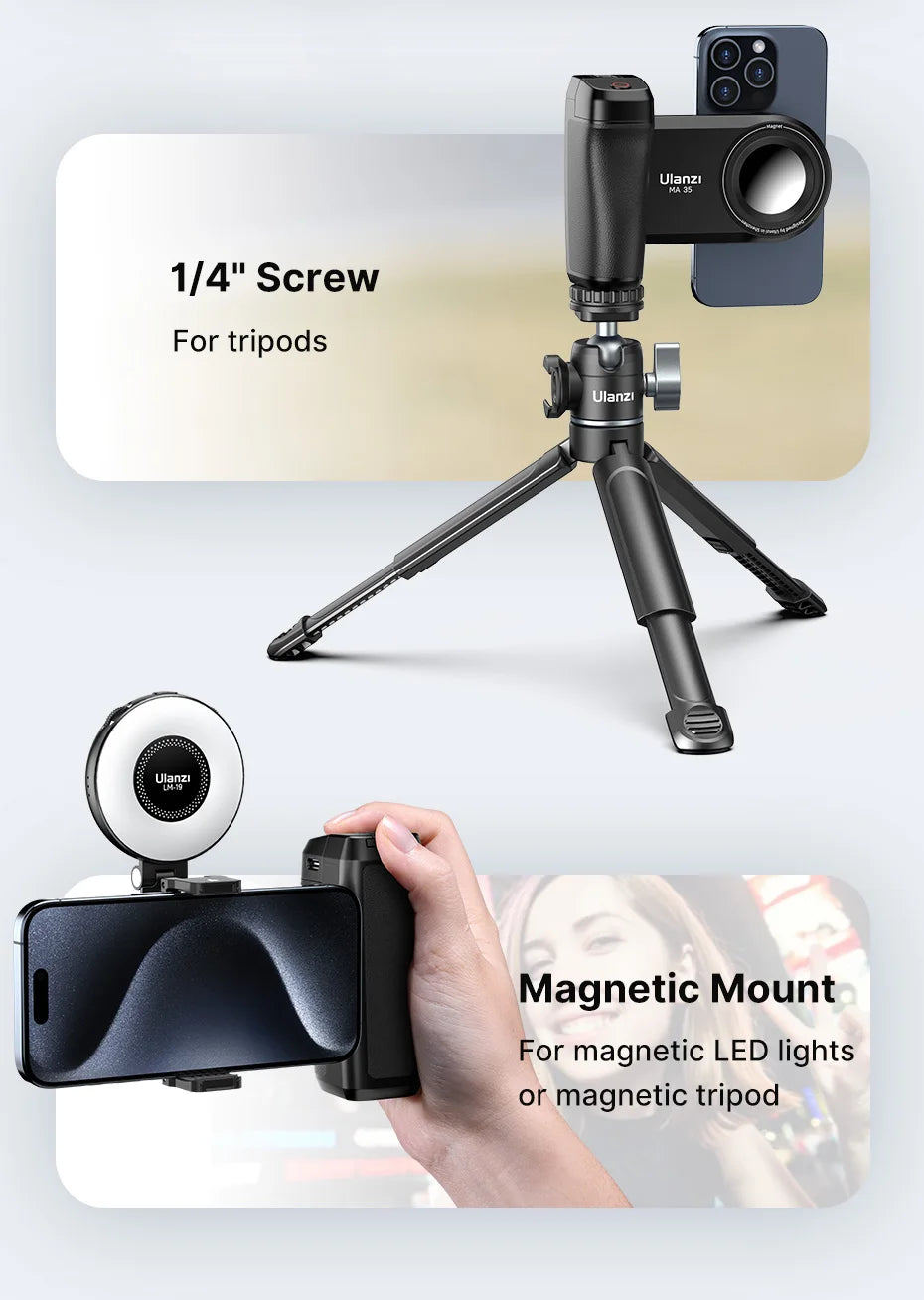 Ulanzi MA35 MagSafe Camera Grip – Bluetooth Shutter, Vertical/Horizontal Shooting
