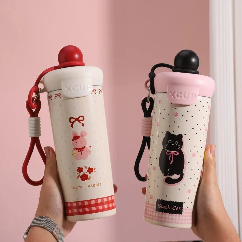 Cute Insulated Water Bottle Portable Design Ideal Gift for Friends Stylish And Convenient Carry-On Beverage Container