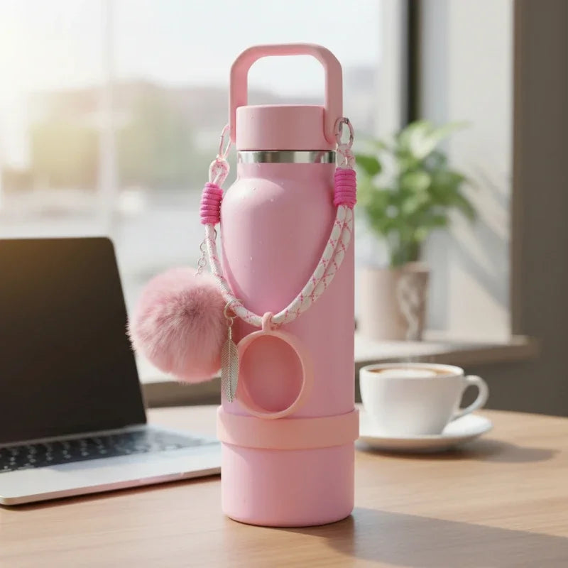 Water Bottle Handle Strap Silicone Water Bottle Sling Carrier Holder Strap Universal Fits Most 8-40oz Bottles Cup Accessories