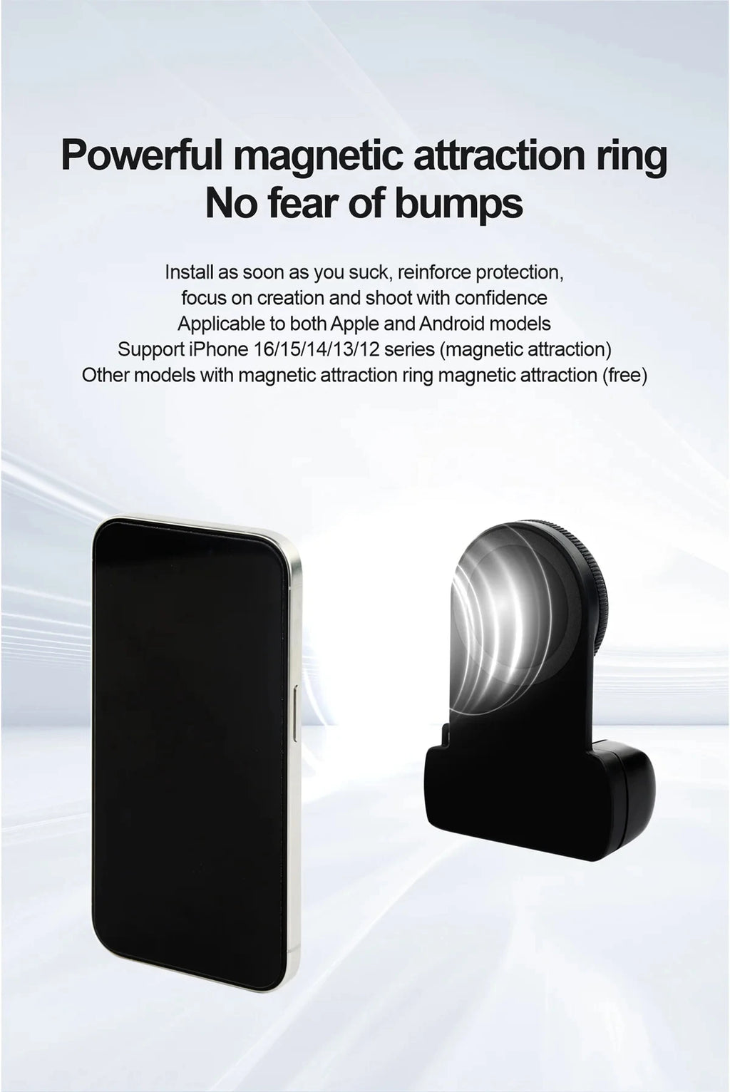 MagSafe Smartphone Handle Grip with Detachable Bluetooth Remote with Fill Light Anti-shake Selfie Handle for Iphone Android