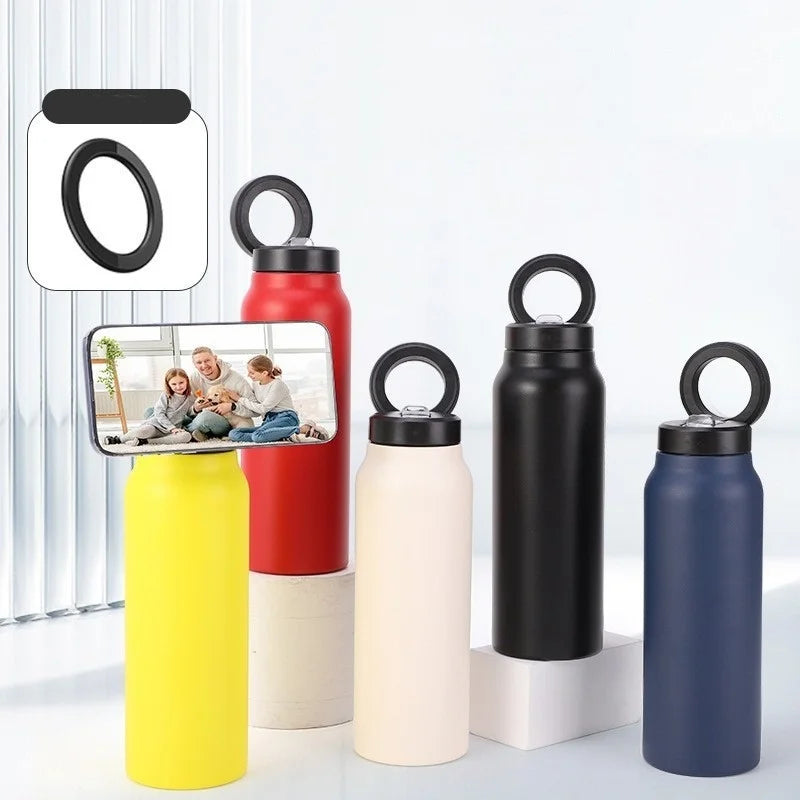 JUSTINLAU Portable Thermos Cup with Magnetic Holder Stainless Steel Double Layer Vacuum Flask Sport Cup Travel Mug Insulated Cup