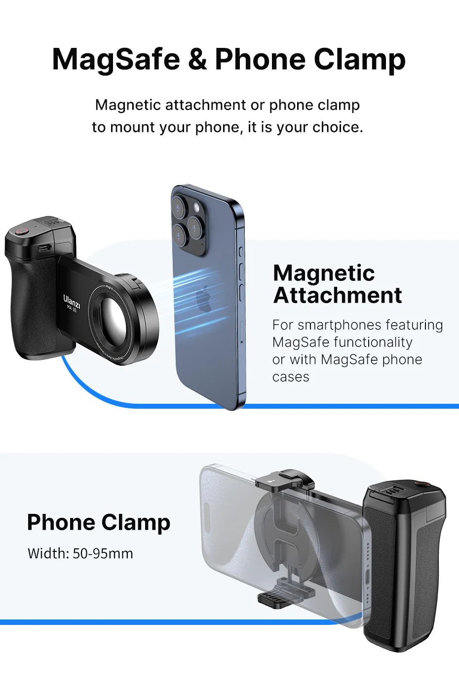 Ulanzi MA35 MagSafe Camera Grip – Bluetooth Shutter, Vertical/Horizontal Shooting