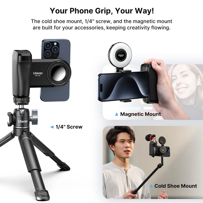 Ulanzi MA35 MagSafe Camera Grip – Bluetooth Shutter, Vertical/Horizontal Shooting