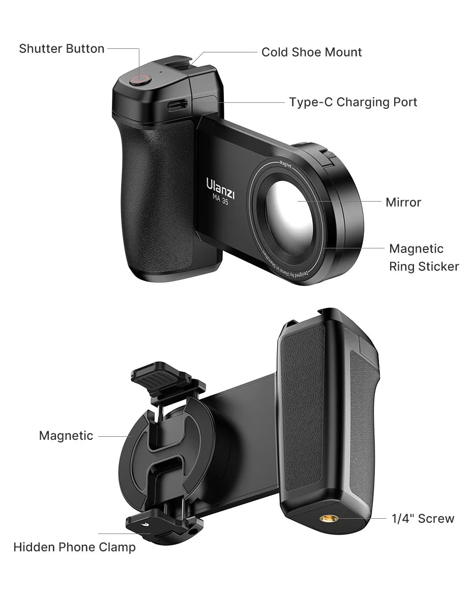 Ulanzi MA35 MagSafe Camera Grip – Bluetooth Shutter, Vertical/Horizontal Shooting