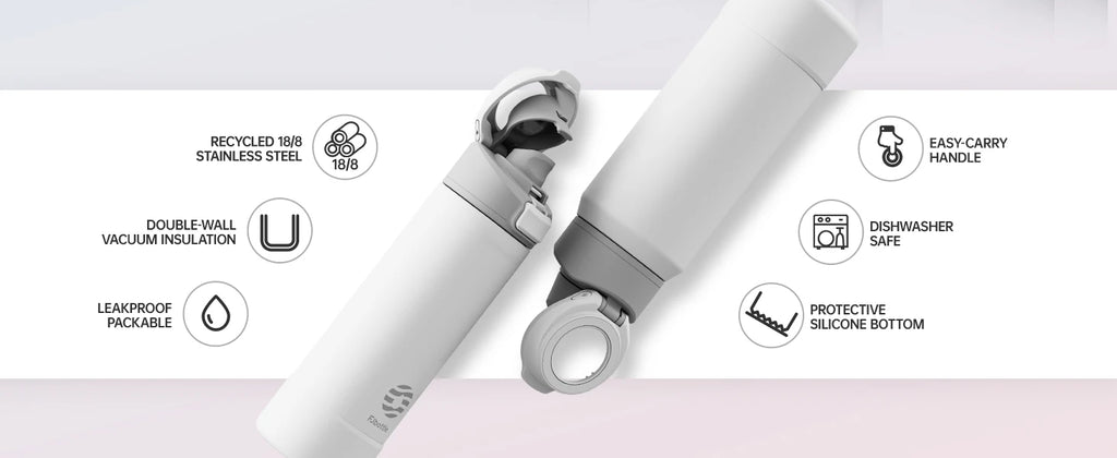 ELONHAR Magnetic Thermos Sports Bottle – Stainless Steel, Phone Holder, Bouncing Lid