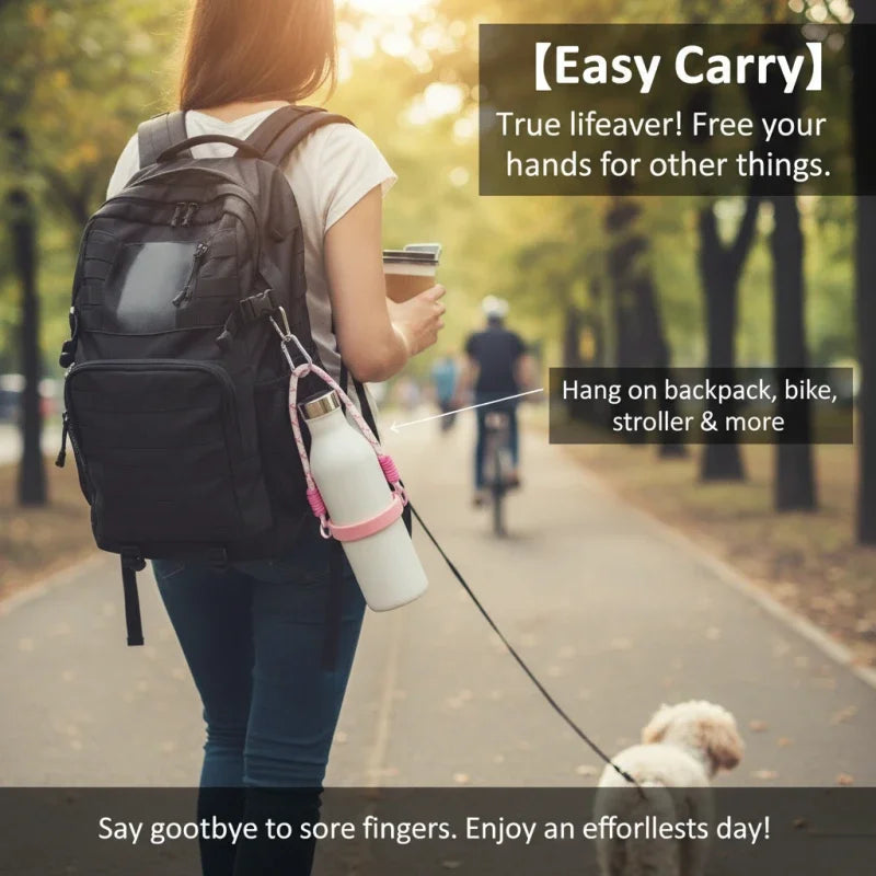 Water Bottle Handle Strap Silicone Water Bottle Sling Carrier Holder Strap Universal Fits Most 8-40oz Bottles Cup Accessories