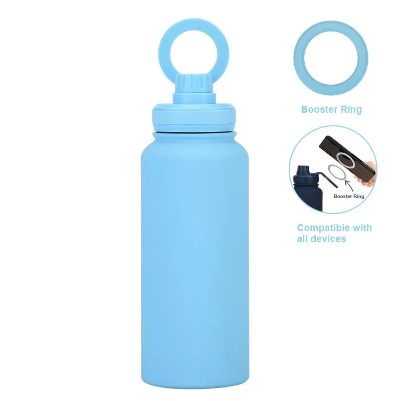 PuraCool Personalised Water Bottle with Phone Holder 1L 1000ML 32oz Magnetic Tumbler Flask Customised Gift