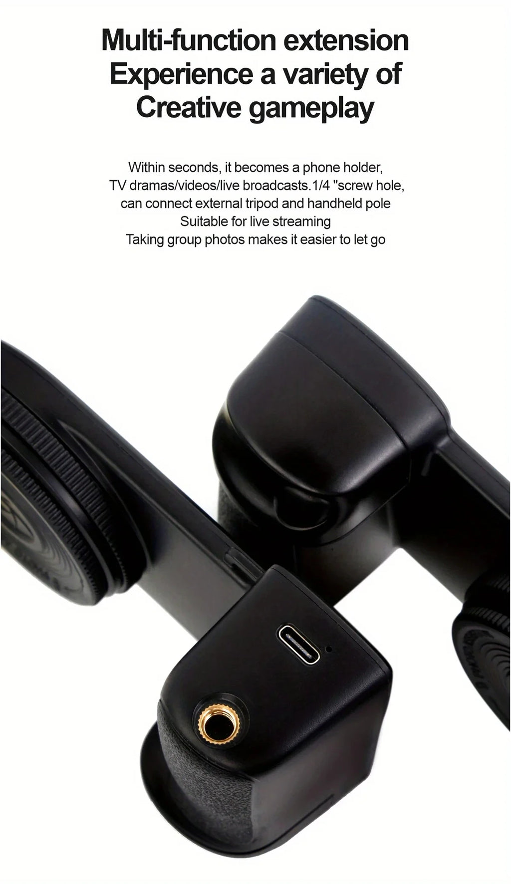 MagSafe Smartphone Handle Grip with Detachable Bluetooth Remote with Fill Light Anti-shake Selfie Handle for Iphone Android