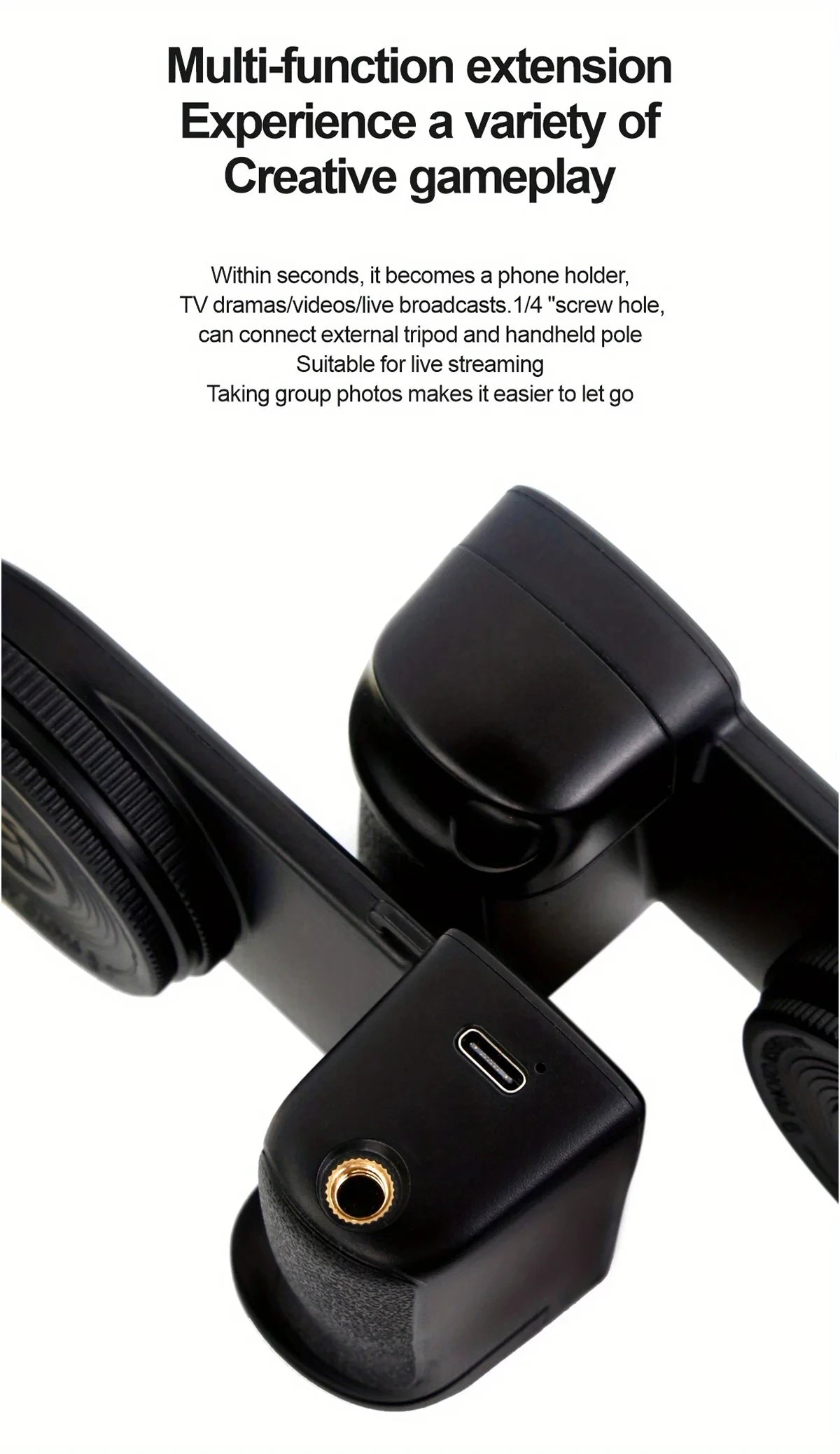 MagSafe Smartphone Handle Grip with Detachable Bluetooth Remote with Fill Light Anti-shake Selfie Handle for Iphone Android