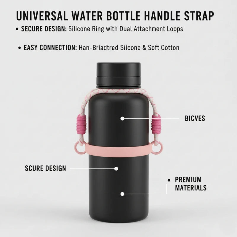 Water Bottle Handle Strap Silicone Water Bottle Sling Carrier Holder Strap Universal Fits Most 8-40oz Bottles Cup Accessories