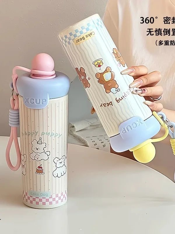 Cute Insulated Water Bottle Portable Design Ideal Gift for Friends Stylish And Convenient Carry-On Beverage Container
