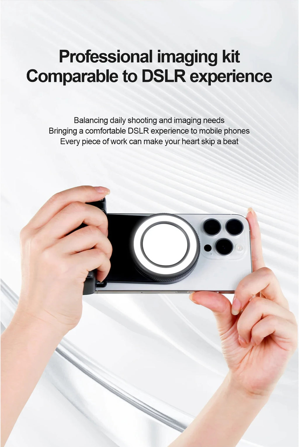 MagSafe Smartphone Handle Grip with Detachable Bluetooth Remote with Fill Light Anti-shake Selfie Handle for Iphone Android