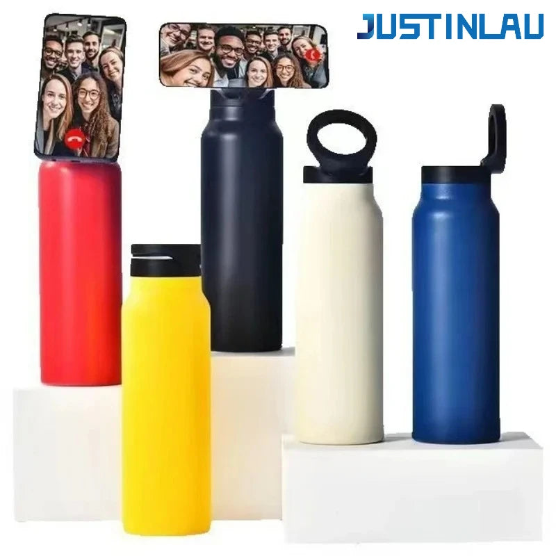 JUSTINLAU Portable Thermos Cup with Magnetic Holder Stainless Steel Double Layer Vacuum Flask Sport Cup Travel Mug Insulated Cup